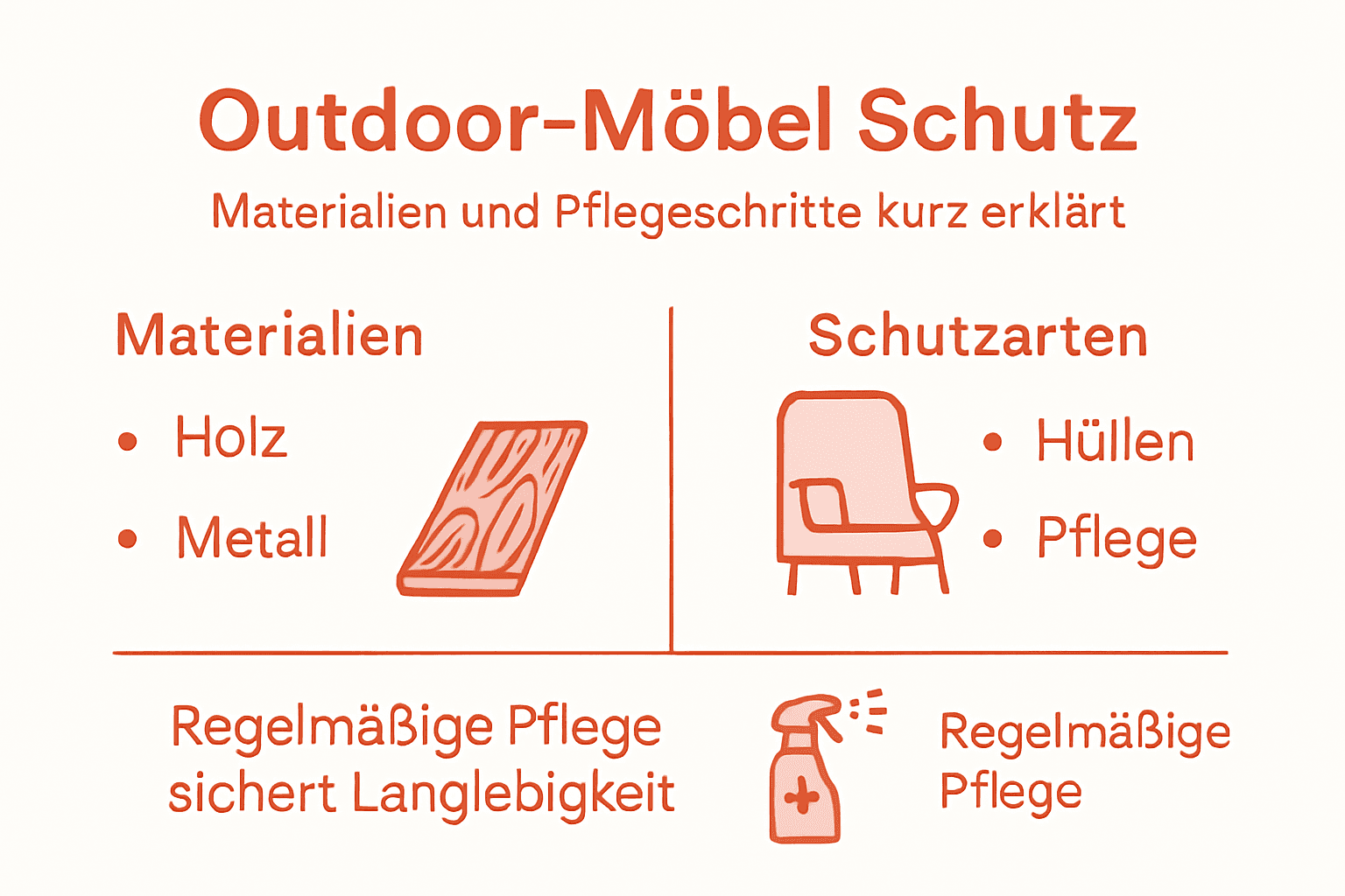 Infografik: So bleiben Gartenmöbel lange schön – Materialien und passende Schutzmaßnahmen im Überblick