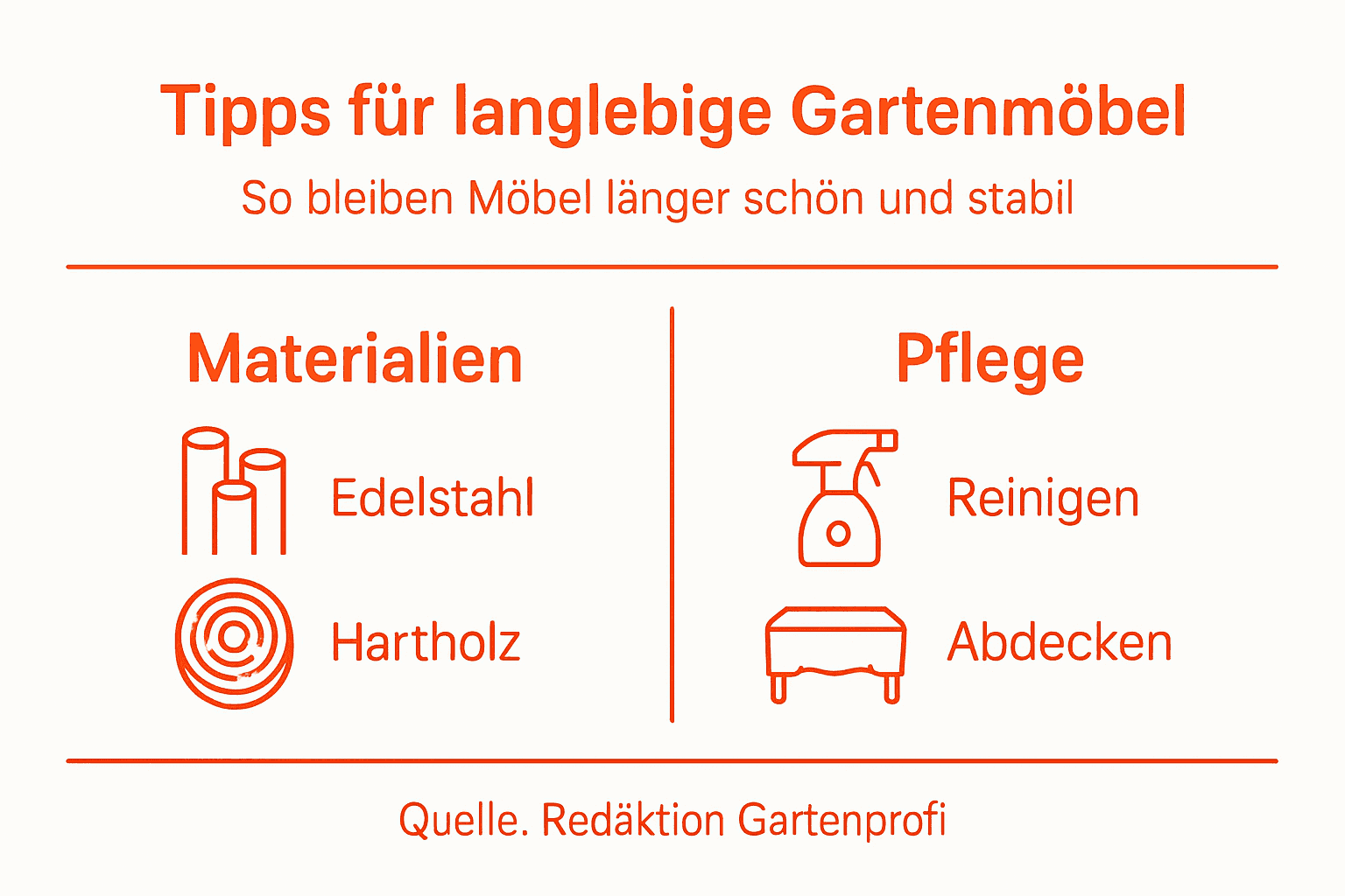 Grafik: So bleiben Ihre Gartenmöbel lange schön – praktische Pflegetipps auf einen Blick