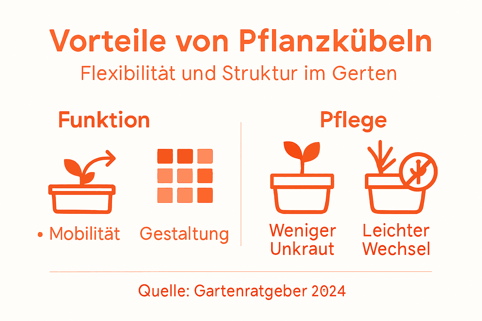 Die Infografik fasst die Vorteile von Pflanzkübeln anschaulich zusammen.
