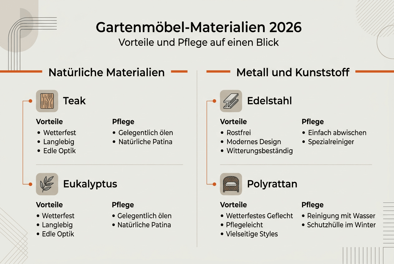 Übersicht: Welche Materialien für Gartenmöbel besonders robust und langlebig sind