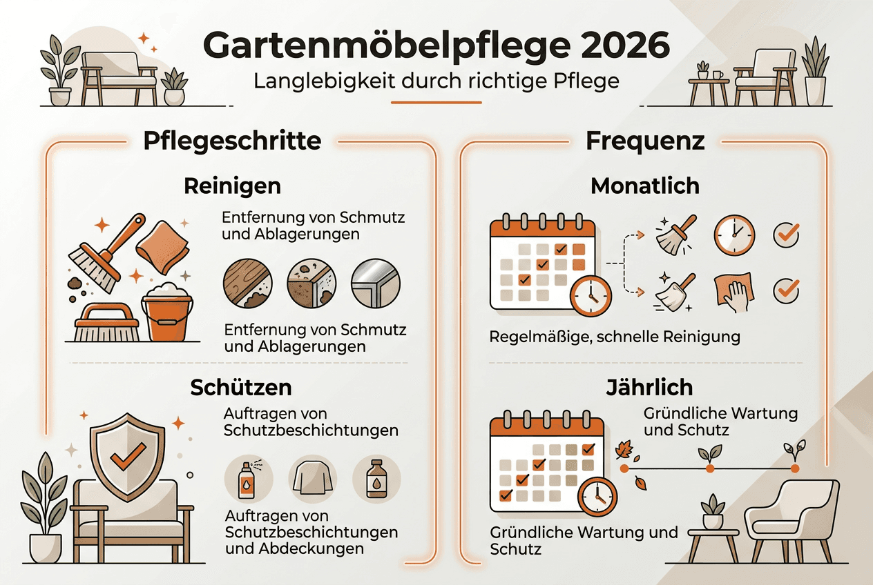 Übersicht: So pflegen Sie Ihre Gartenmöbel – Tipps und empfohlene Intervalle