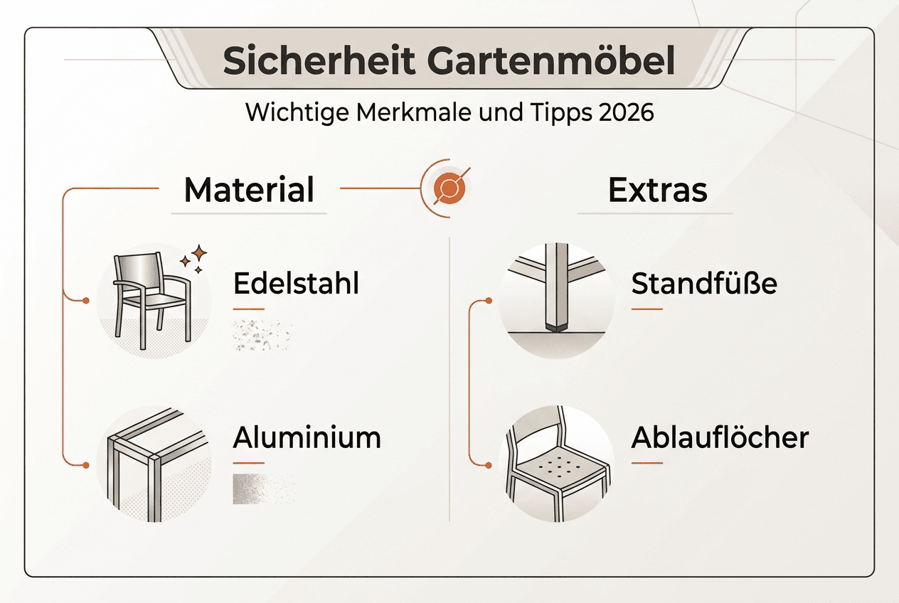 Sicherheitsaspekte bei Gartenmöbeln auf einen Blick – Die wichtigsten Merkmale in einer Infografik