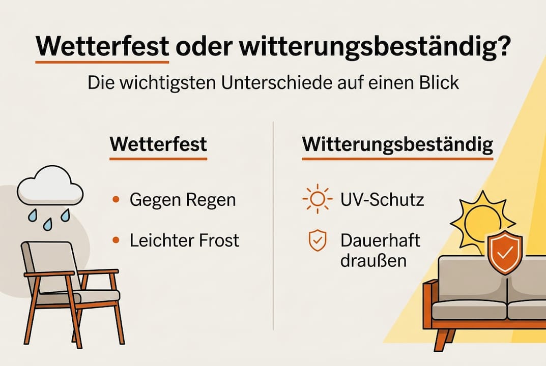 Infografik: Was ist der Unterschied zwischen wetterfest und witterungsbeständig?