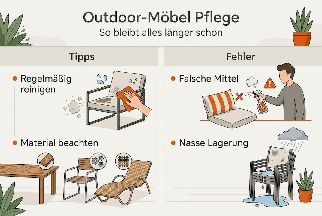 Praktische Infografik: Die wichtigsten Tipps und häufigsten Fehler bei der Pflege von Möbeln