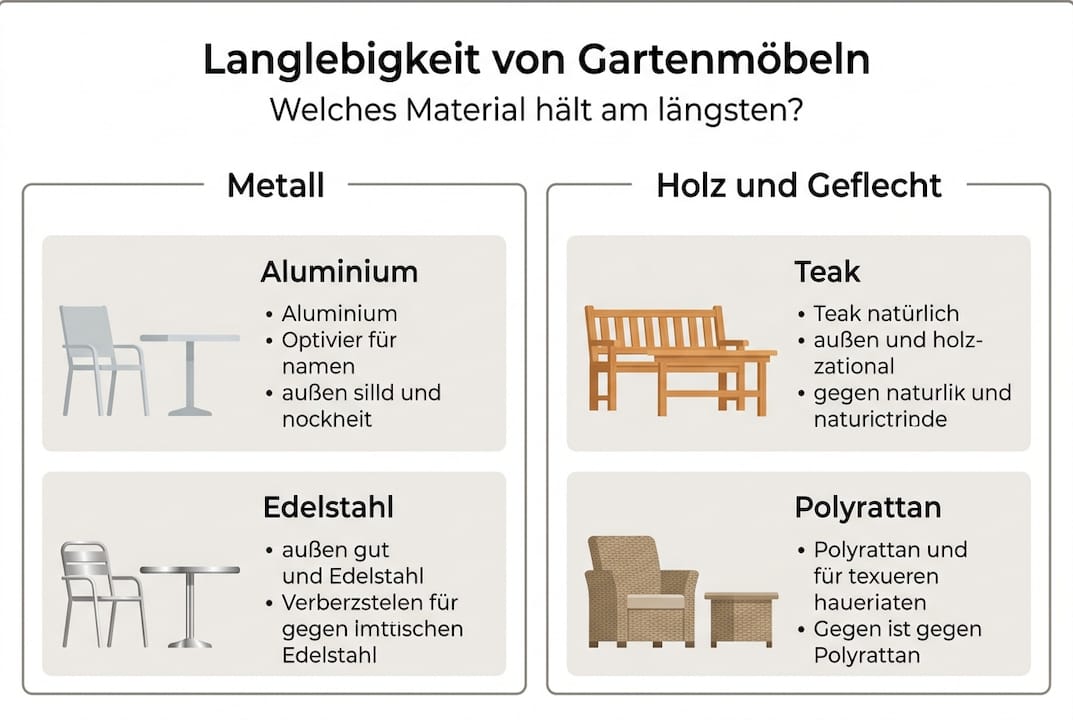 Übersicht: Die besten Materialien für langlebige Gartenmöbel auf einen Blick