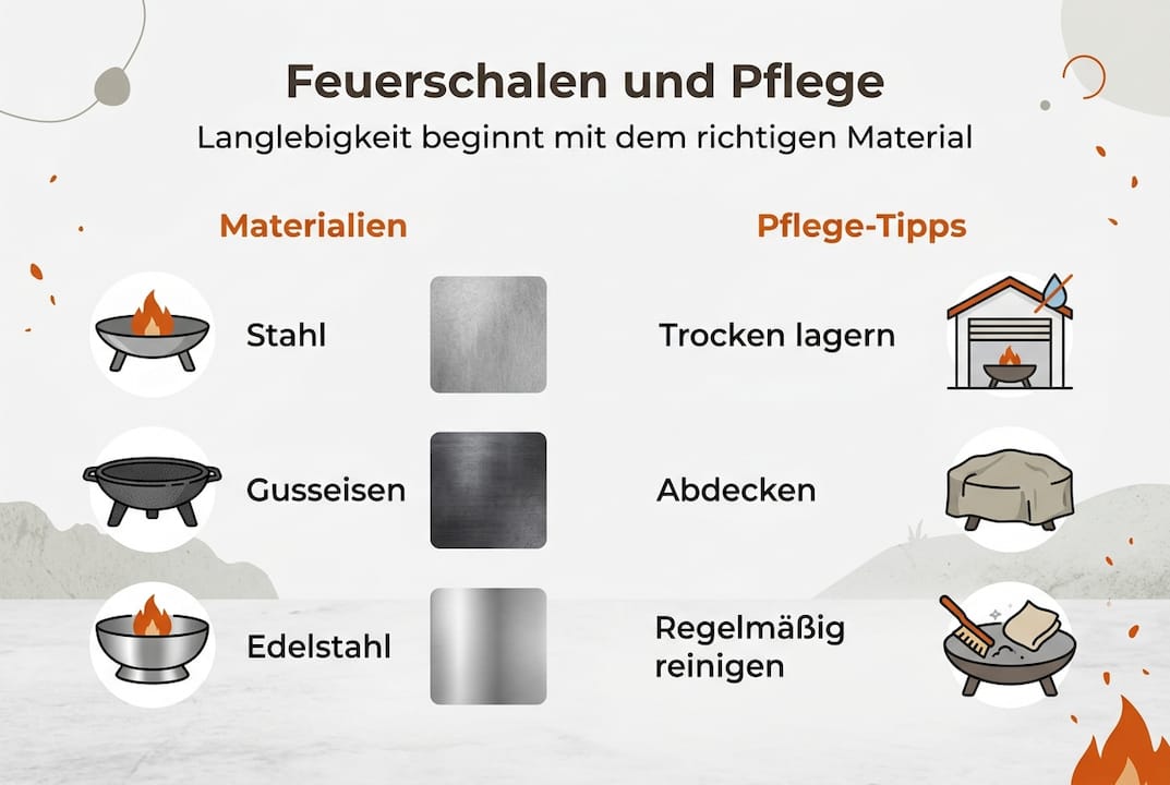 Übersicht: Materialien von Feuerschalen und Tipps zur richtigen Pflege