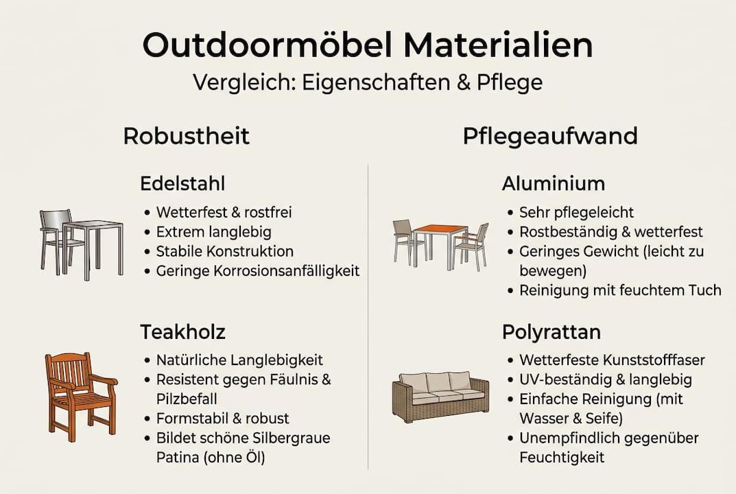 Übersicht: Die wichtigsten Materialien für Garten- und Outdoormöbel