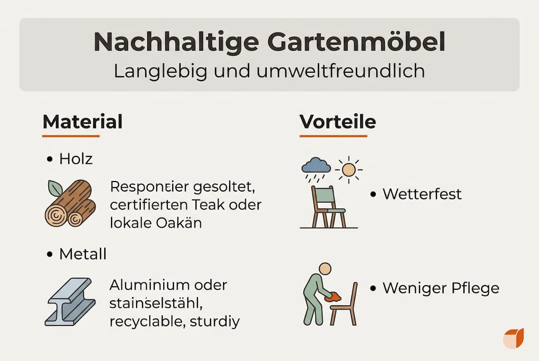 Infografik: Die wichtigsten Vorteile nachhaltiger Gartenmöbel auf einen Blick