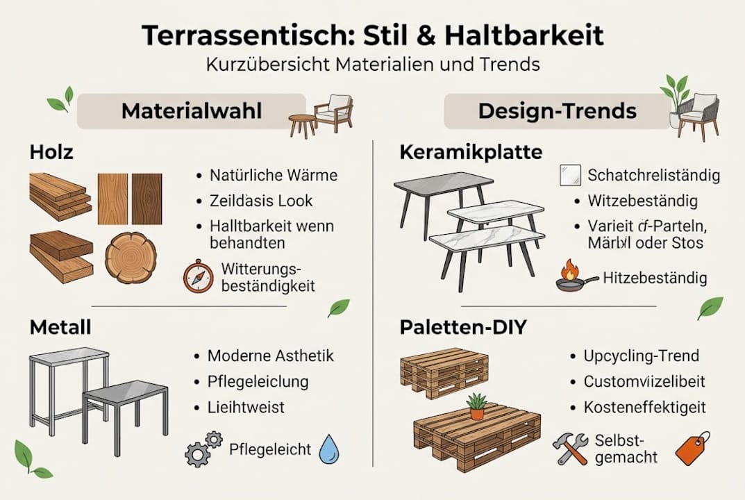 Materialien und aktuelle Trends bei Terrassentischen – eine anschauliche Übersicht