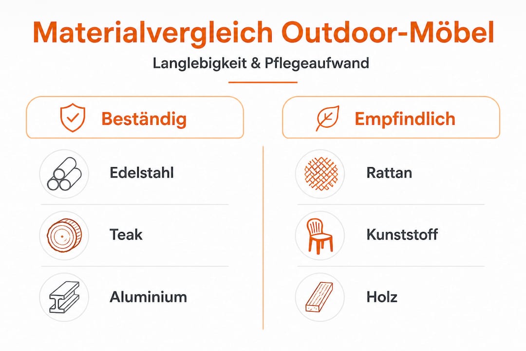 Übersicht: Materialien für Gartenmöbel im Vergleich