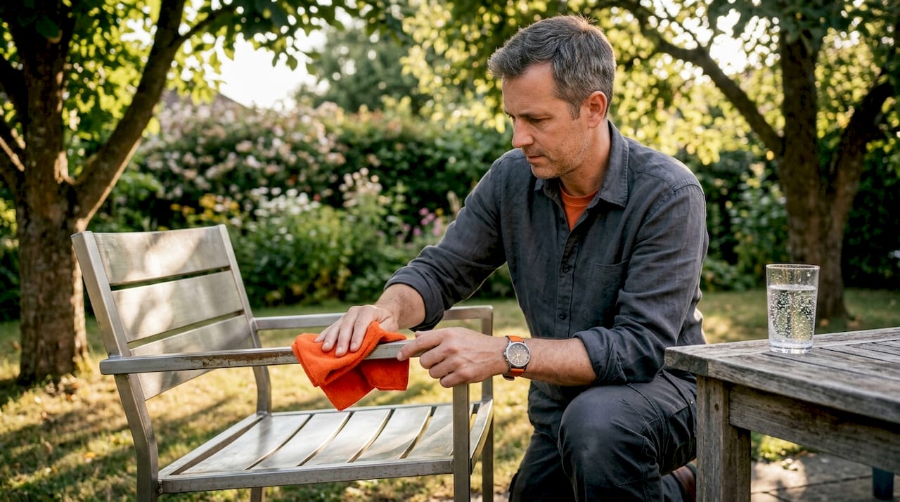 Im Alltag: So reinigen Sie Ihre Edelstahlmöbel im Garten schnell und unkompliziert.
