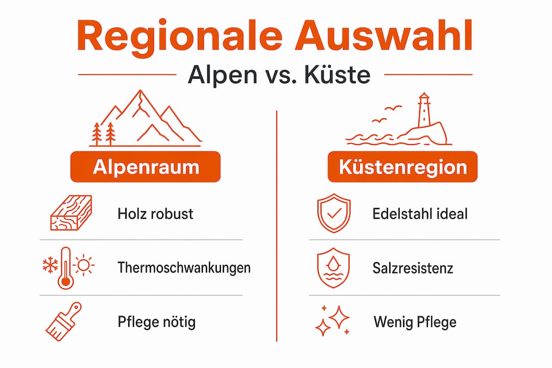 Infografik: Outdoor-Möbel im Vergleich – Alpenregion vs. Küste