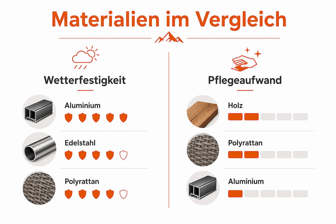 Infografik: Welches Material eignet sich am besten für Gartenmöbel?