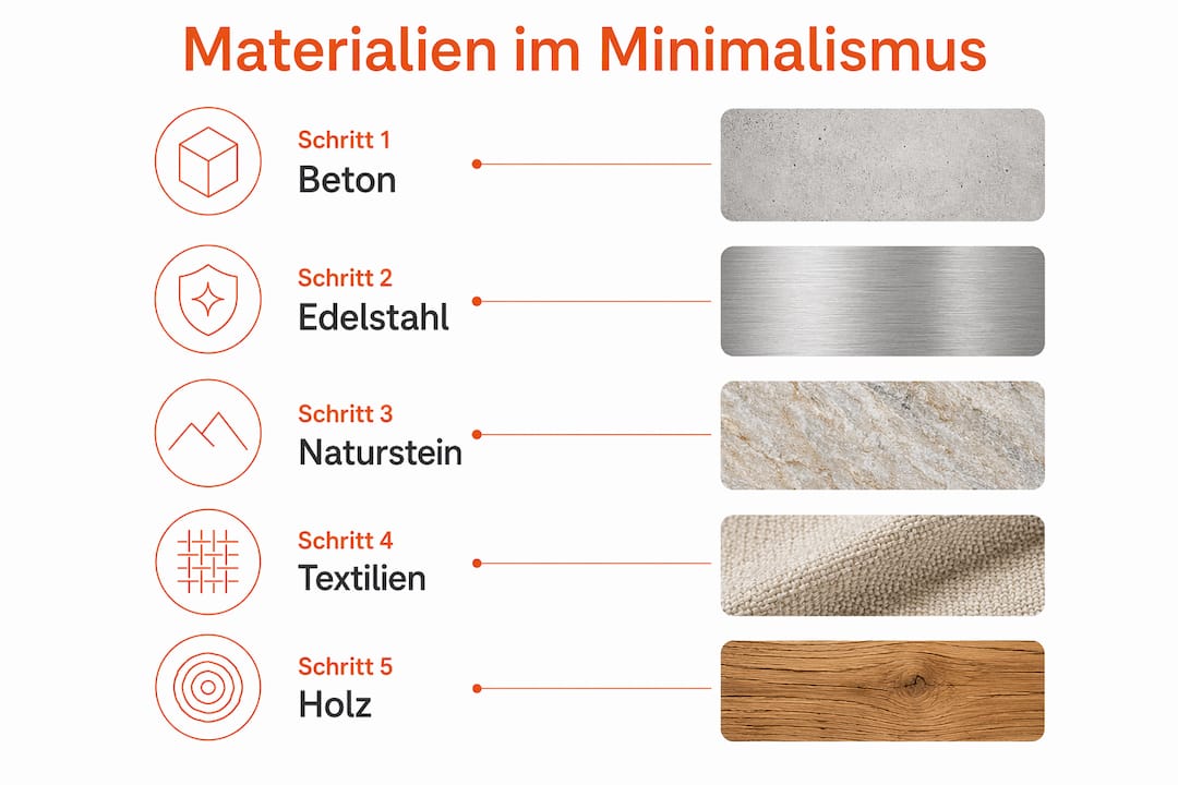 Materialien im Fokus: Eine Infografik zu Werkstoffen im minimalistischen Outdoor-Design
