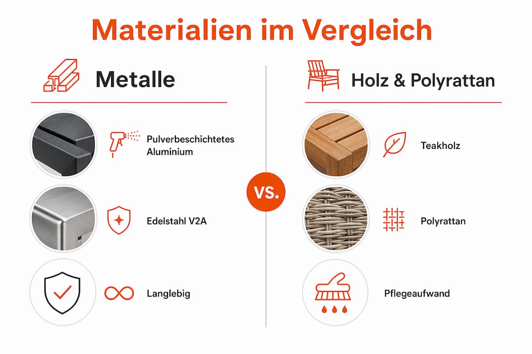 Infografik: Materialien im Outdoor-Bereich im direkten Vergleich