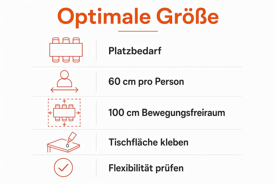 Schritt-für-Schritt-Anleitung als Infografik: So finden Sie die ideale Größe für Ihren Terrassentisch