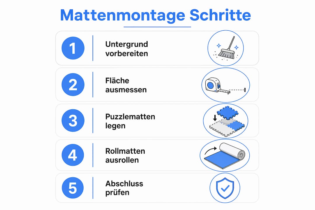 Übersicht: Die 5 wichtigsten Schritte für die fachgerechte Montage von Matten