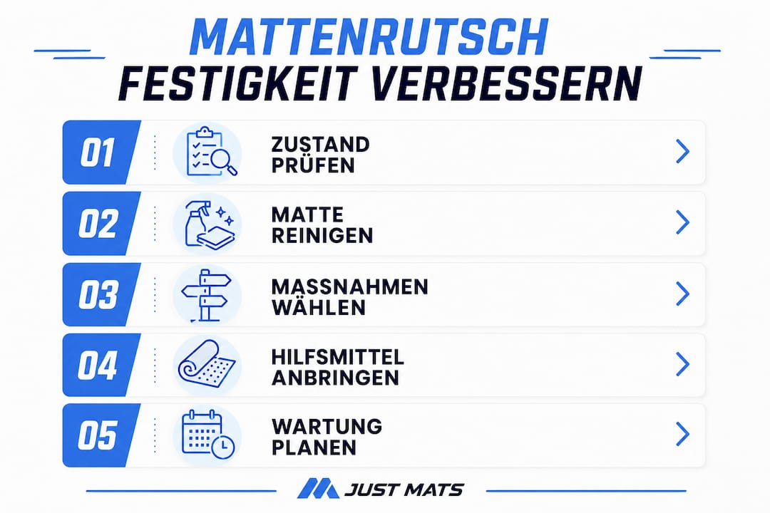 Schritt-für-Schritt-Anleitung: So machen Sie Ihre Matte rutschfest – anschaulich erklärt in einer Infografik