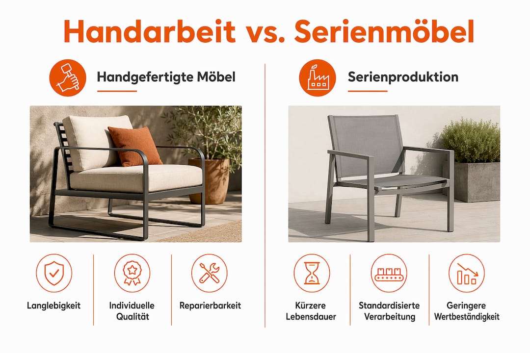Infografik: Handgefertigte Möbel im Vergleich zu Serienprodukten