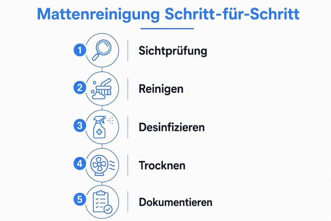 Schritt-für-Schritt-Anleitung: So reinigen Sie Ihre Kampfsportmatten richtig (als Infografik)