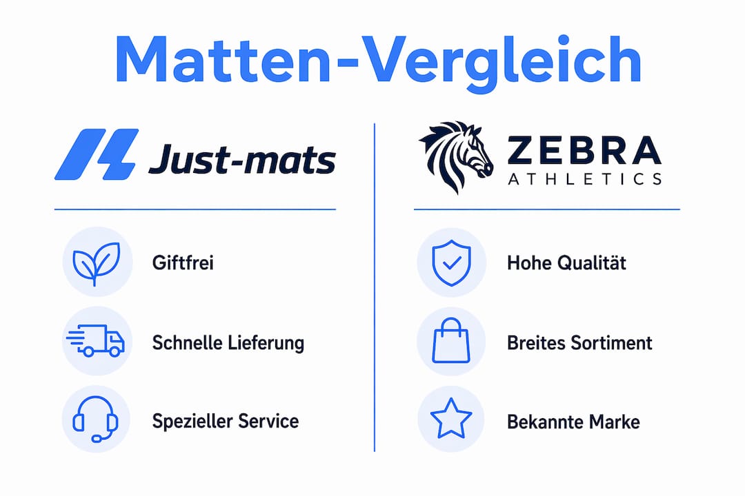 Vergleichsgrafik: Just-mats und Zebra Athletics im direkten Überblick