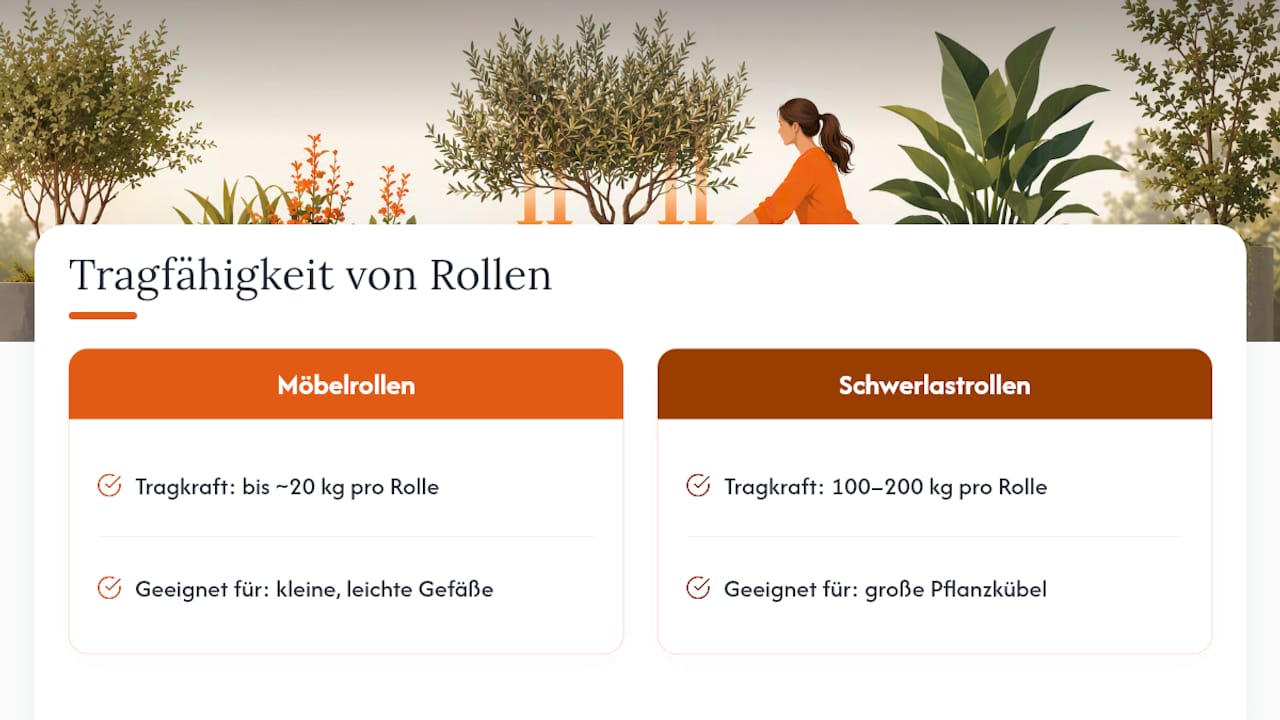 Vergleich der Tragfähigkeit von Rollen für Pflanzkübel