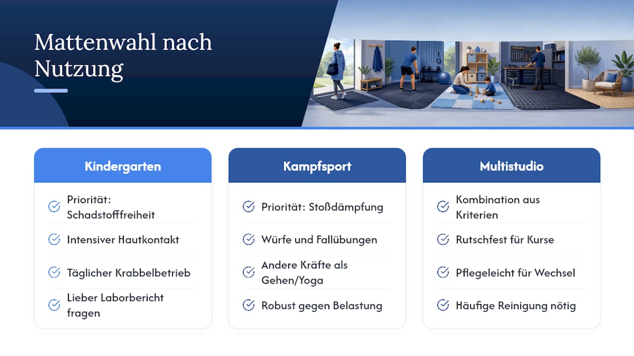 Wie wählen Sie die richtige Matte für Ihre Situation? — overview diagram