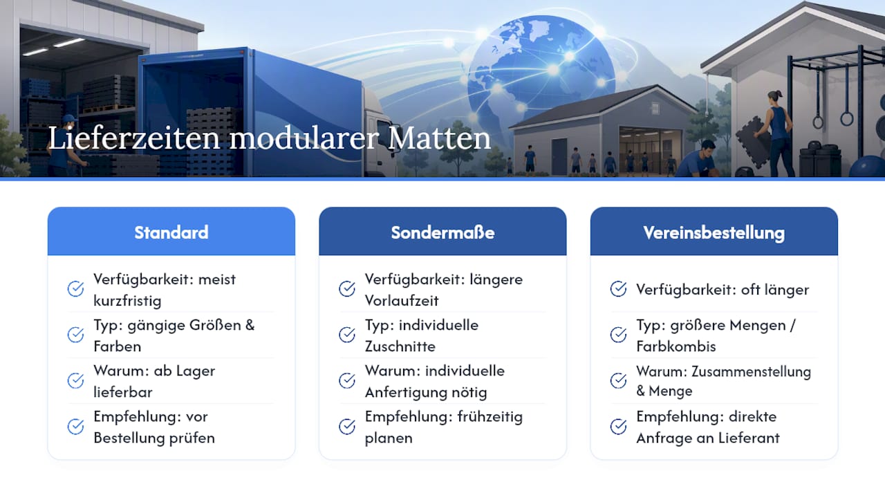 Wie schnell sind modulare Matten lieferbar? — overview diagram
