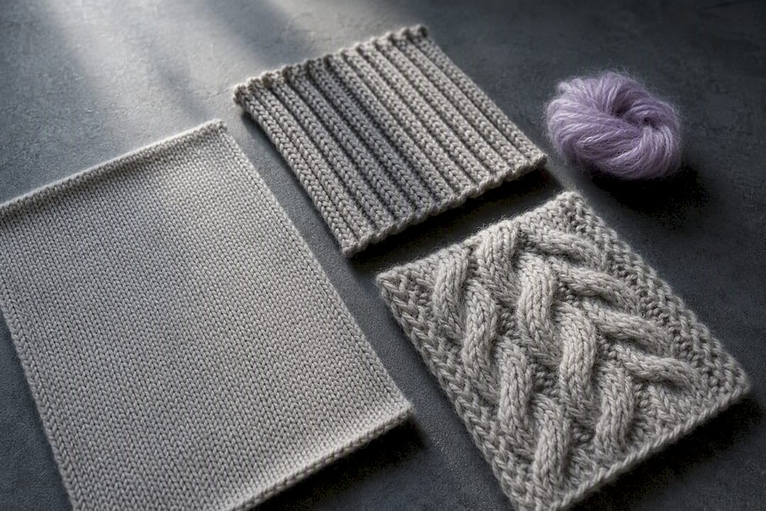 Vergleich von drei verschiedenen Strickmustern