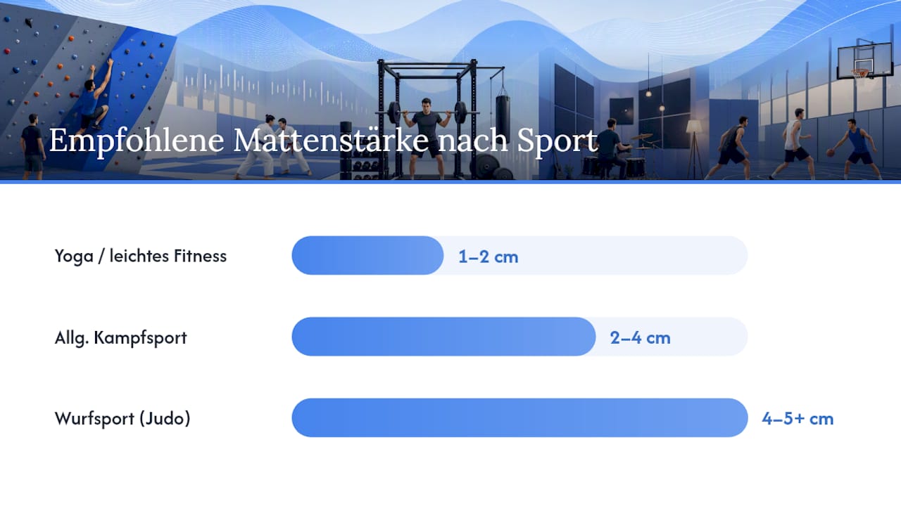 Mattenstärken für drei verschiedene Trainingsarten