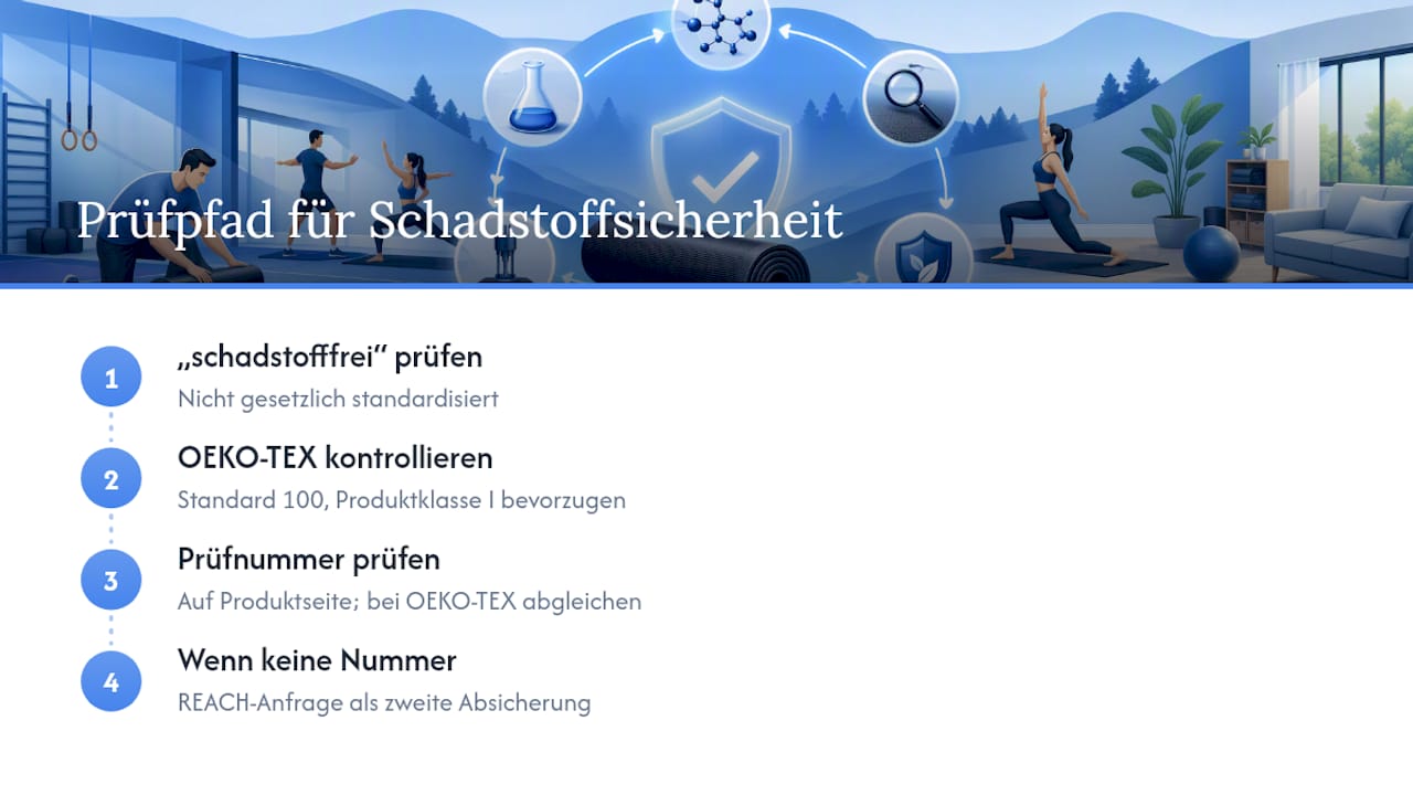 Vierstufige Überprüfung von Materialangaben und Schadstoffnachweisen