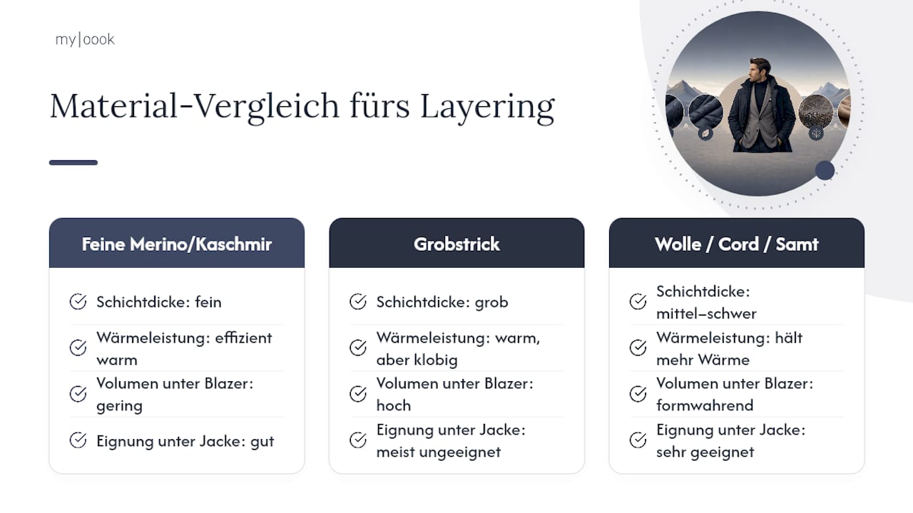 Gegenüberstellung von feinen und groben Materialien zum Schichten