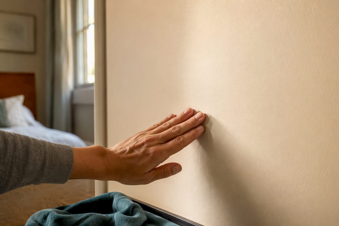 Reparierte Wand zeigt gleichmäßige Oberfläche im Streiflicht