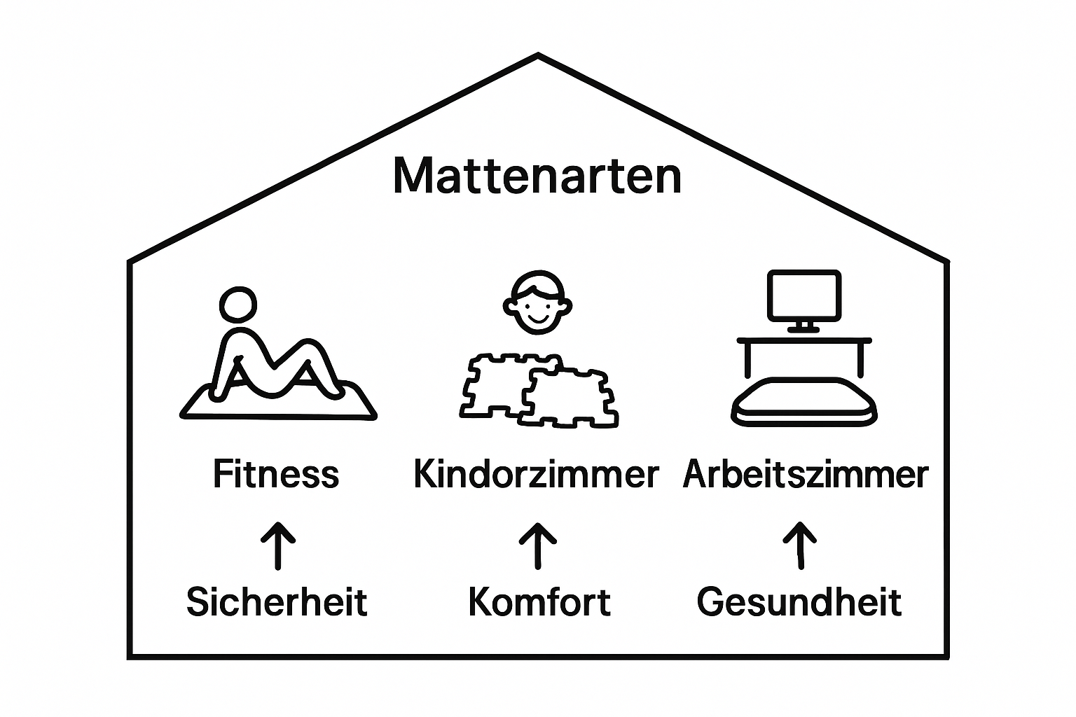 Infografik mit Matten-Typen nach Nutzungsbereich