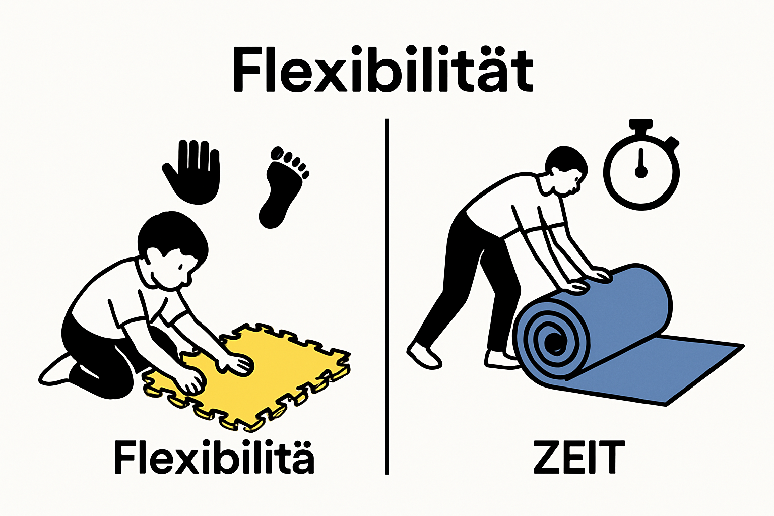 Split-panel infographic comparing Puzzle- and Rollmatte use