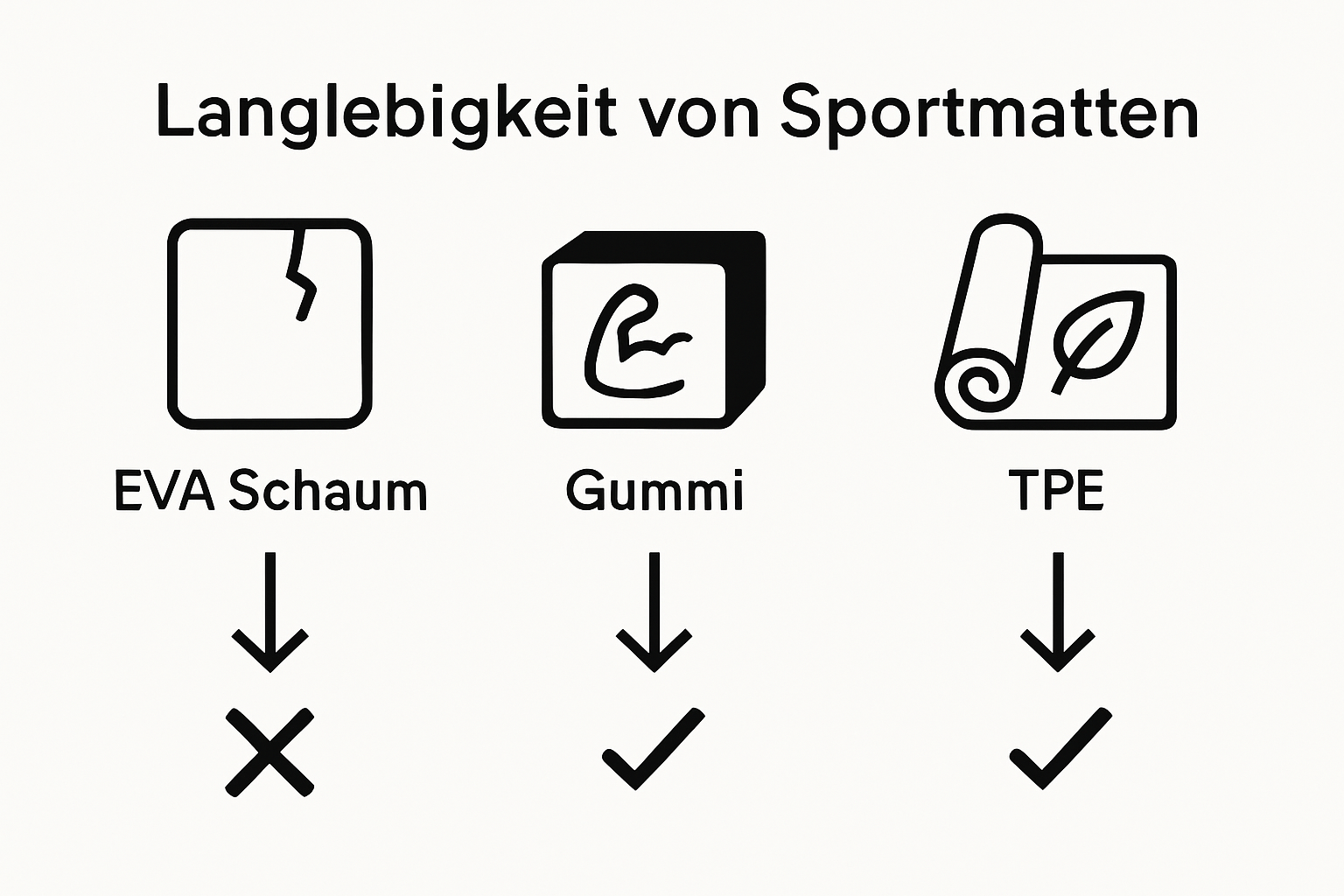 Vergleich EVA-Schaum, Gummi und TPE Langlebigkeit