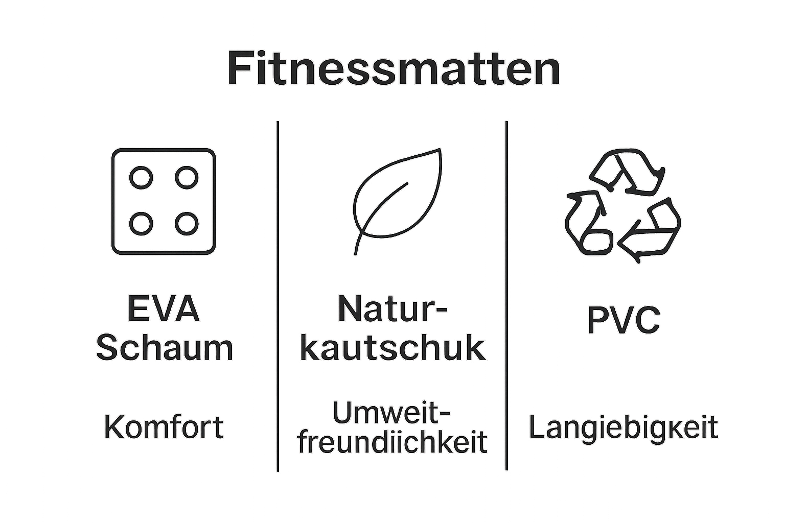 Vergleich von Fitnessmatten-Materialien visuell dargestellt