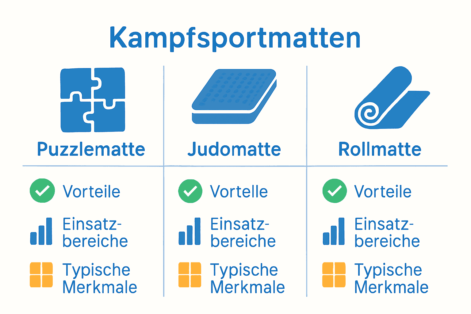 Vergleich wichtiger Kampfsportmatten-Typen
