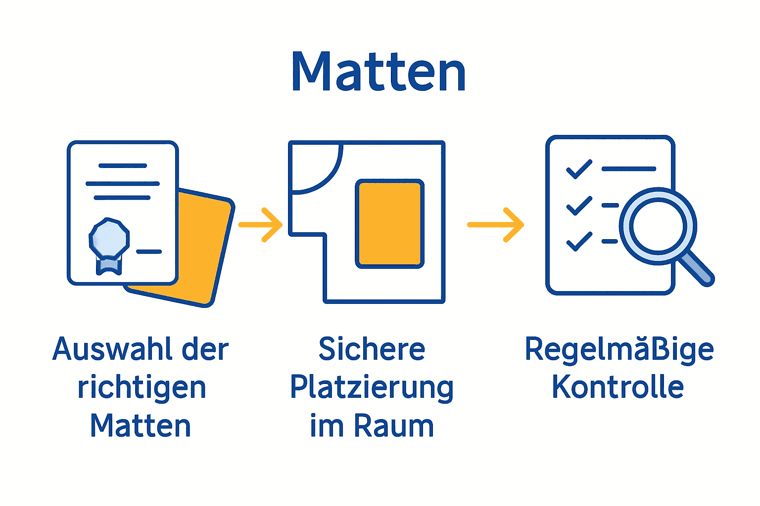 Infografik Kernschritte sichere Turnmatten Kita