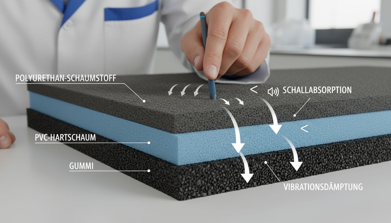 Mattenaufbau Querschnitt Schallschutz