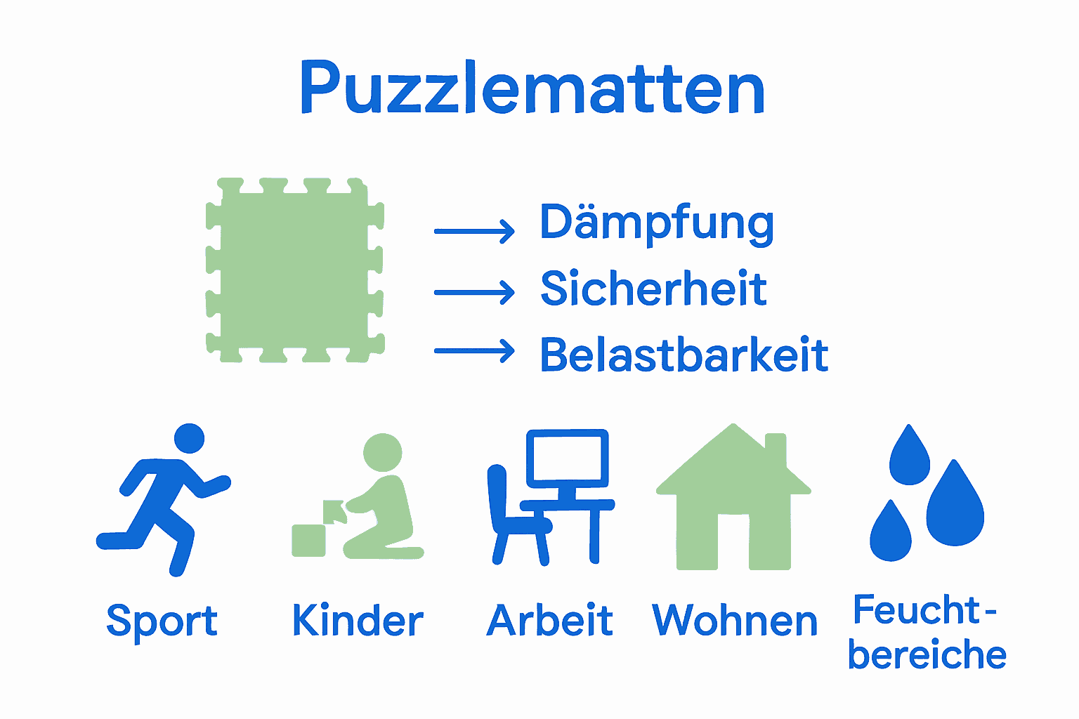 Vergleich von Puzzlematten für Sport, Kinder und Arbeit mit Icons