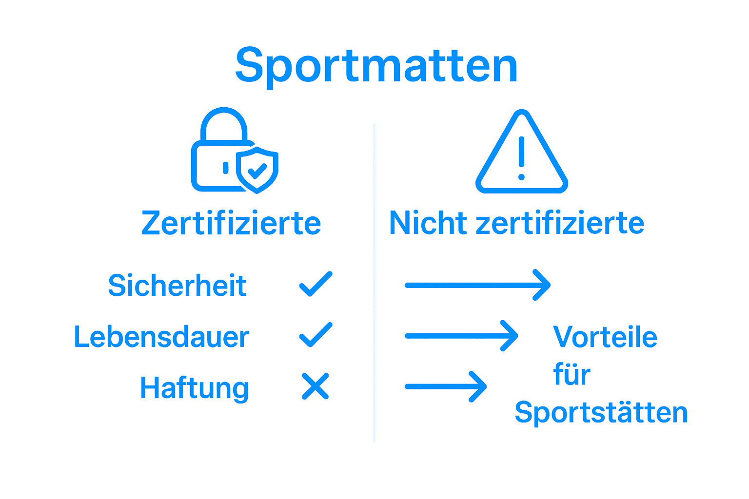 Infografik: Vergleich von DIN-zertifizierten und nicht zertifizierten Matten