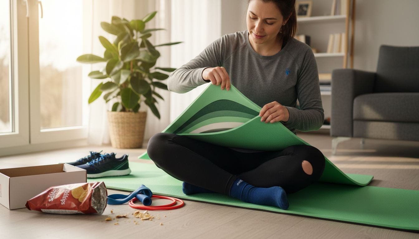 Sportmatte für zu Hause mit offenliegenden Schaumschichten