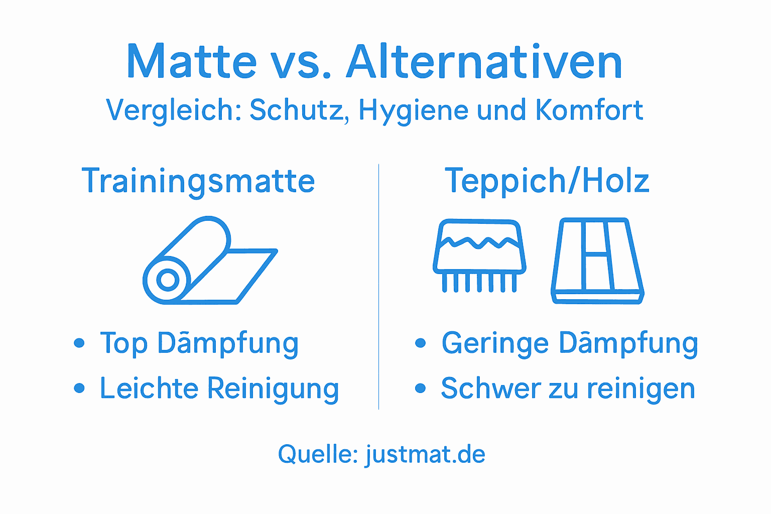 Infografik: Trainingsmatte, Teppich oder Holzboden – ein Vergleich