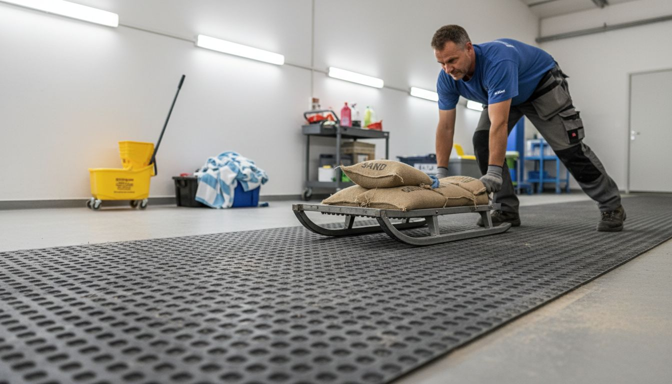 Überprüfung der Rutschfestigkeit einer Antirutschmatte