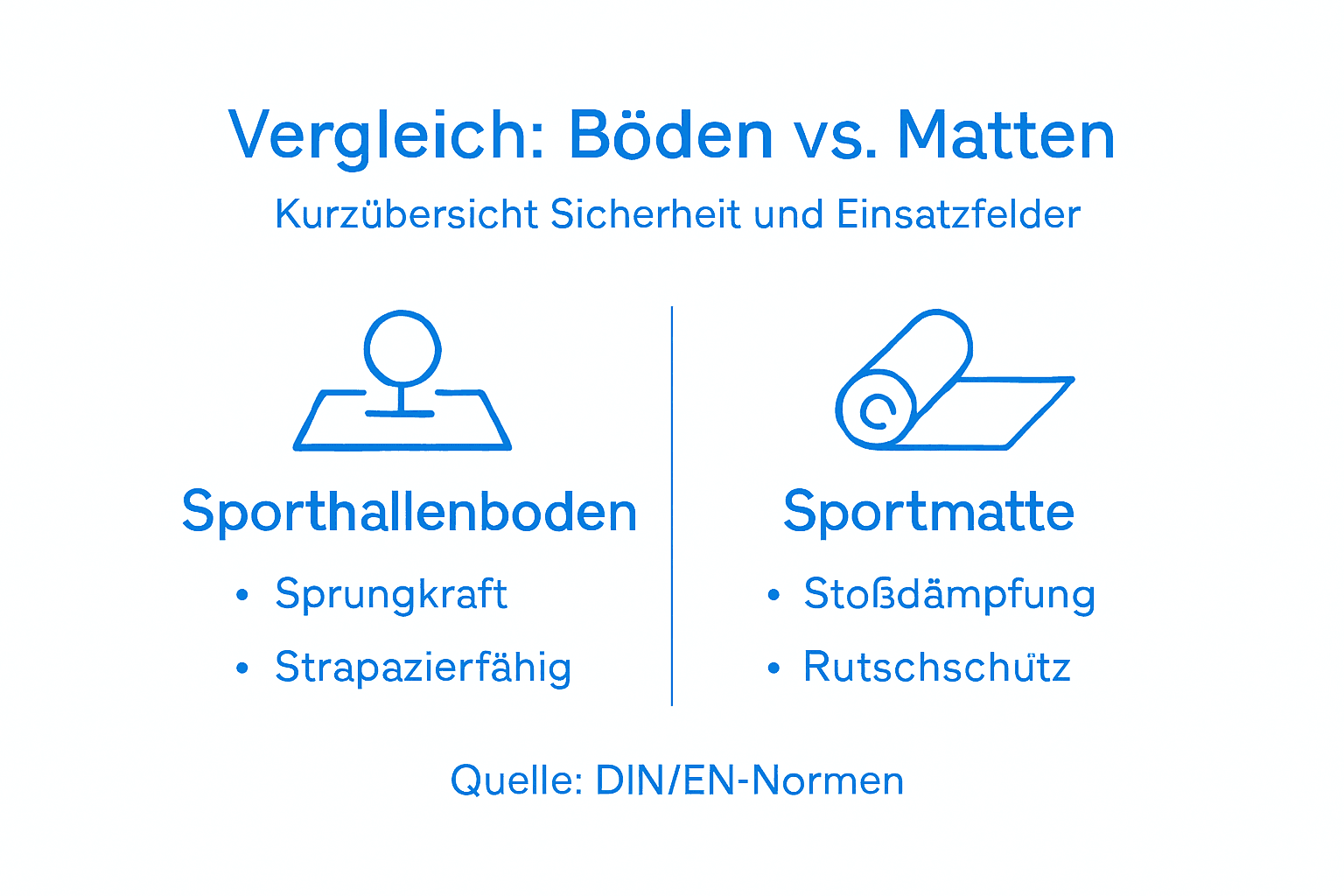 Übersichtliche Infografik zum Vergleich von Bodenbelägen und Matten