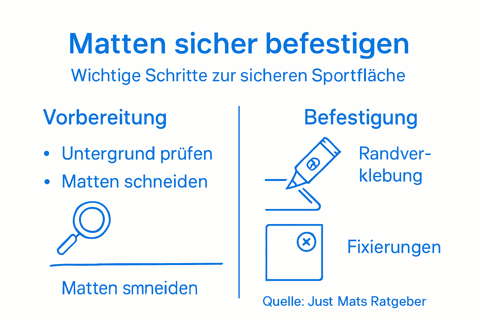 Infografik: So befestigen Sie Matten sicher und behalten alles im Blick