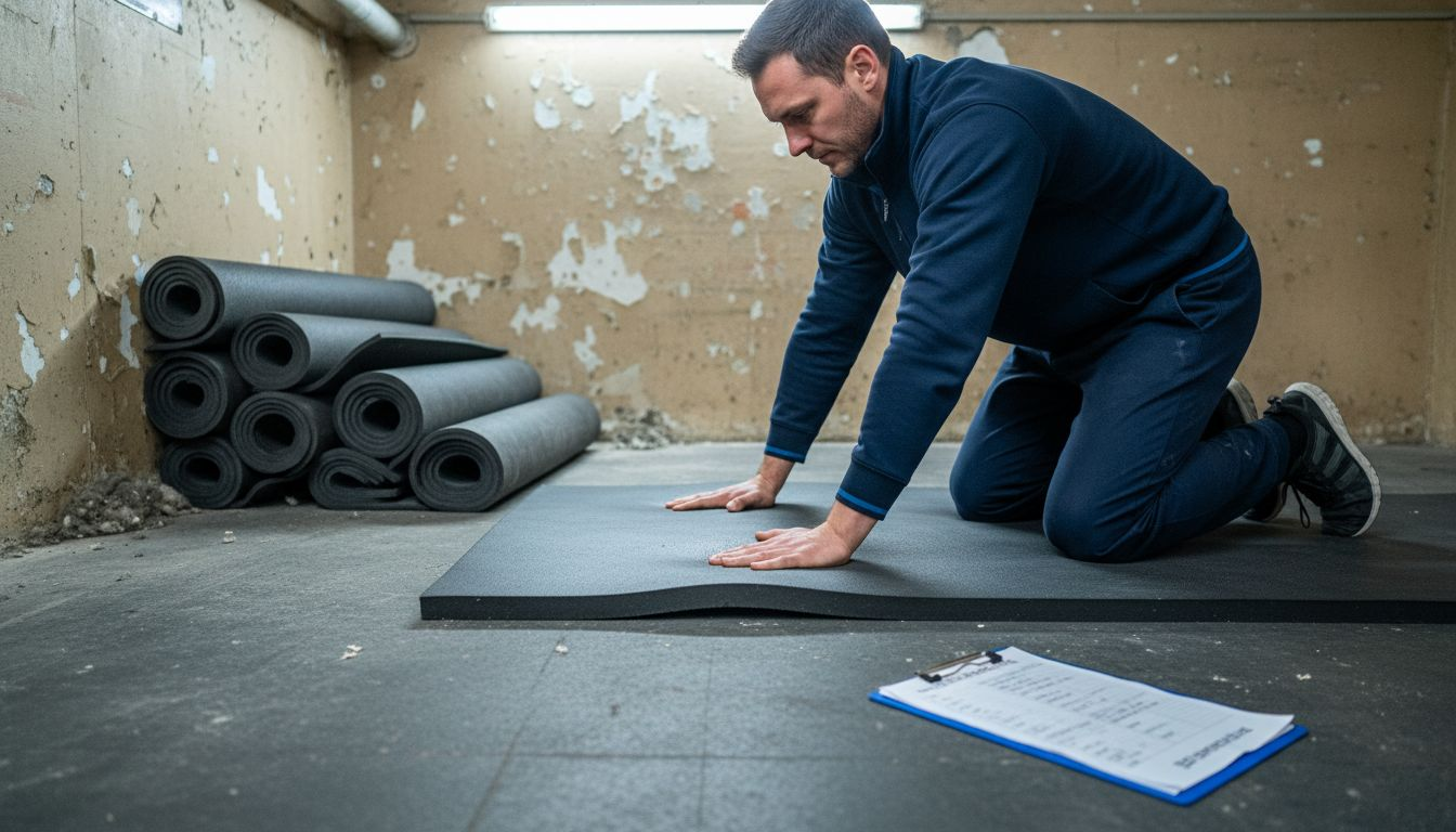 Ein Trainer überprüft, wie gut die Turnmatte Stöße abfedert.