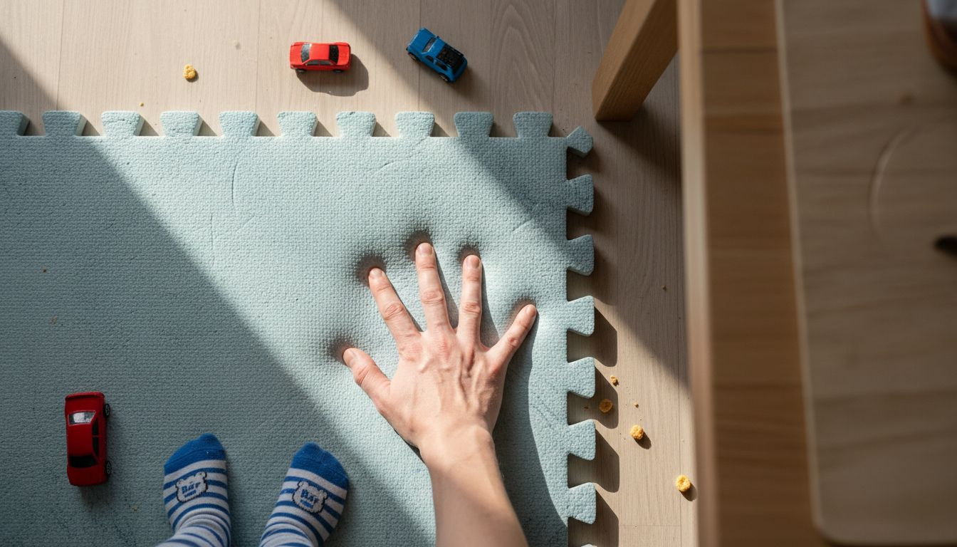 Nahaufnahme einer kindersicheren Matte aus EVA-Schaum