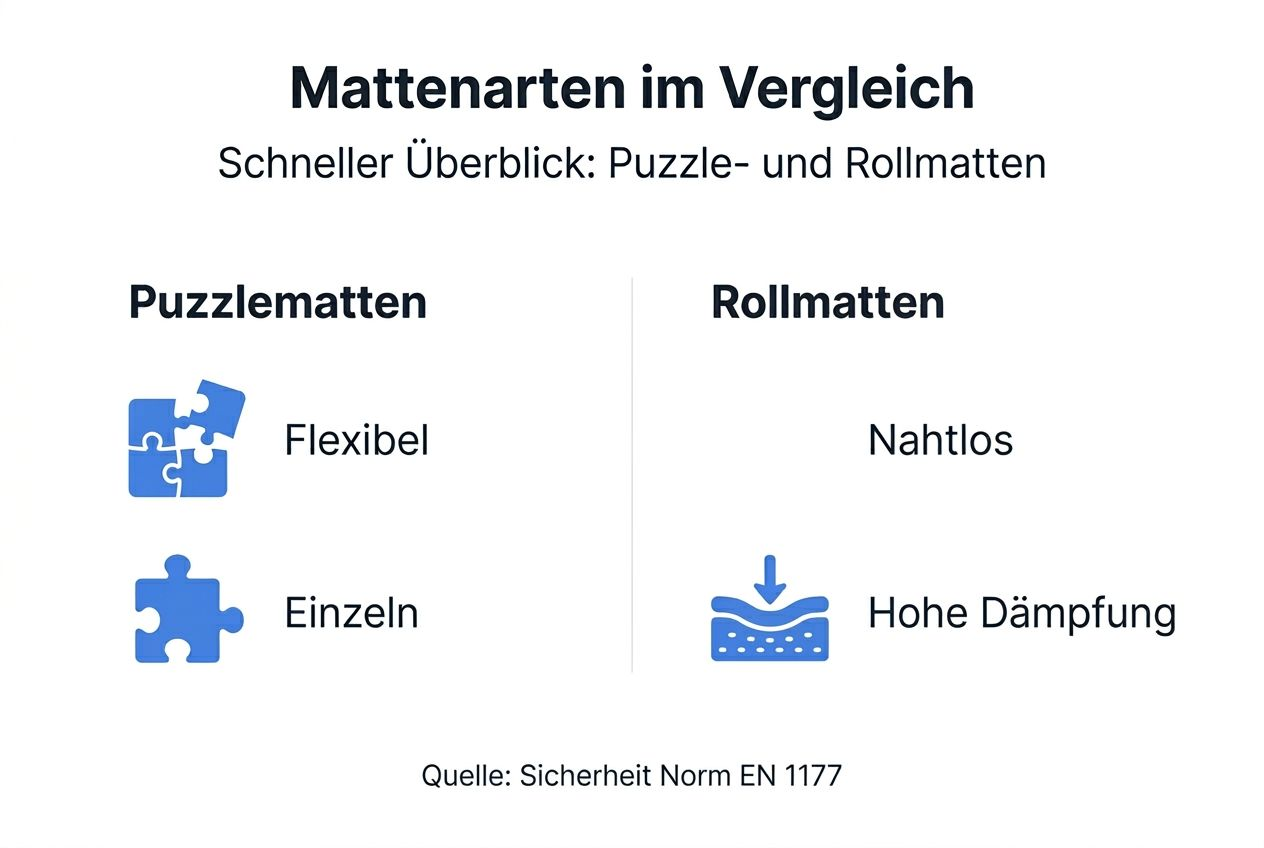 Infografik: Puzzlematten vs. Rollmatten – Ein Direktvergleich